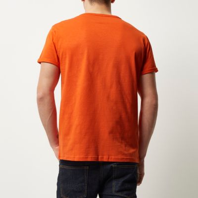 Orange pocket crew neck t-shirt